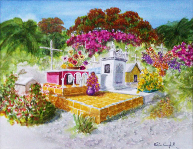 Isla Mujeres Cemetery Painting